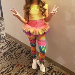 LC Weissman Costume Dance Pageant Hip Hop Neon 12 14 Tutu Girls Tie Dye